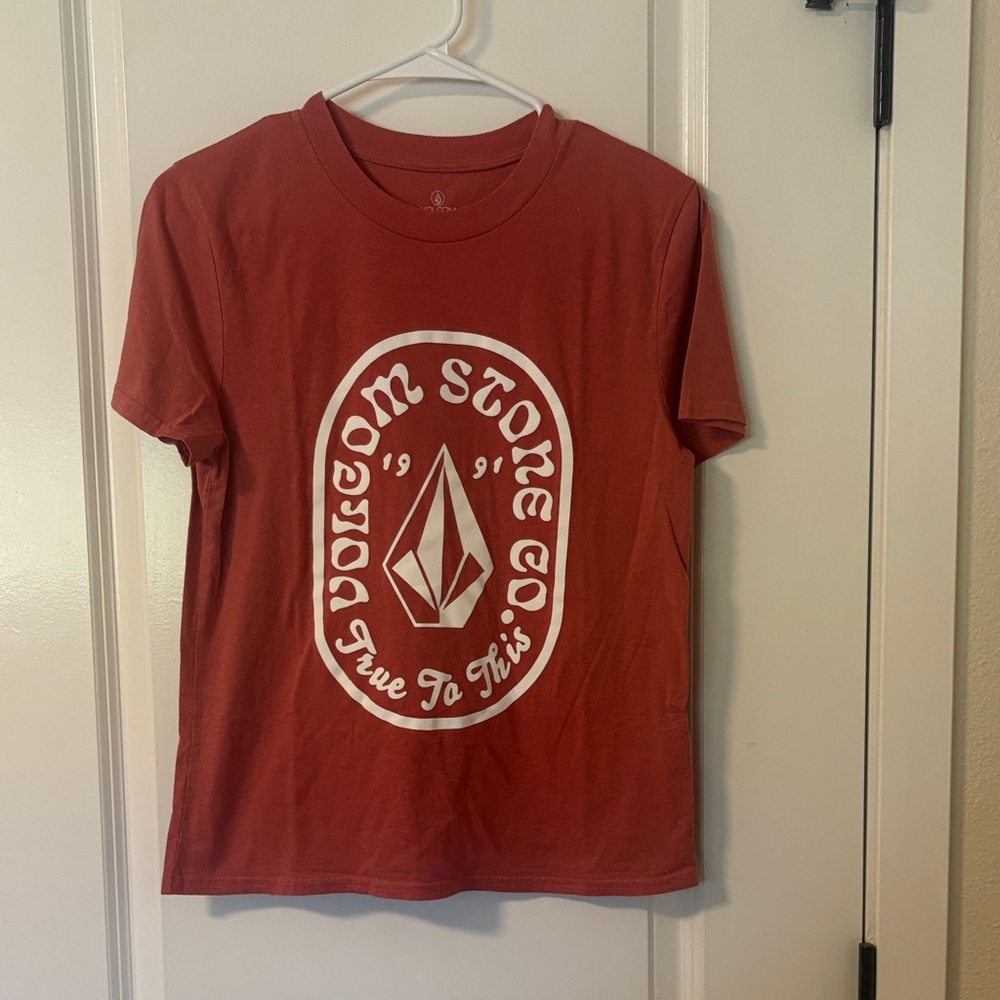 Volcom Brick Red Tee with White Logo